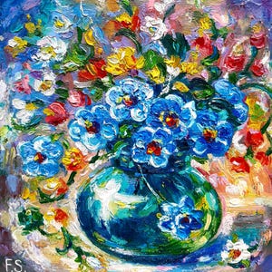 Wildflowers Oil Painting Floral Original Oil art Small Flowers impasto artwork