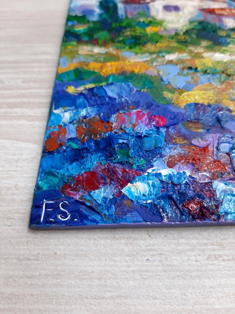 Tuscany Painting Lavender Field Original Oil Art Impasto Impressionist ...
