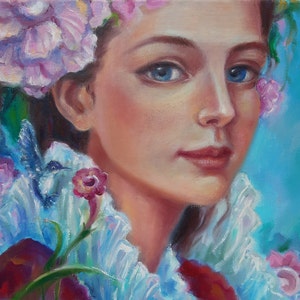 Woman Face Original Oil painting on canvas Girl Portrait Artwork Fine Art Impressionist wall art