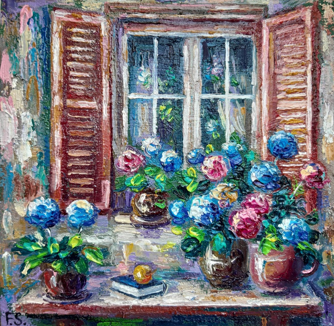 Hydrangea Painting Original Oil Small Artwork Floral Impasto ...