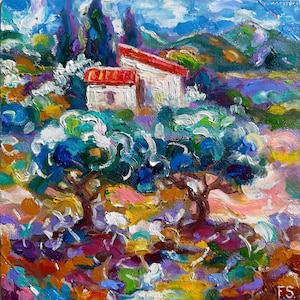Tuscany Oil Painting Impasto Original Art Italian Landscape Painting Italy Wall Art Tuscan Small Artwork Impressionist