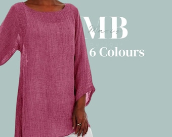 Women's Lightweight Linen Blend Summer Tunic | Linen Clothing | Holiday Clothing | Bikini Cover-up | Plus Sized Clothing | Women's Fashion