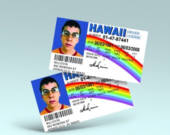 Patente di guida McLovin License Parody Prop, regalo perfetto, superficie laminata