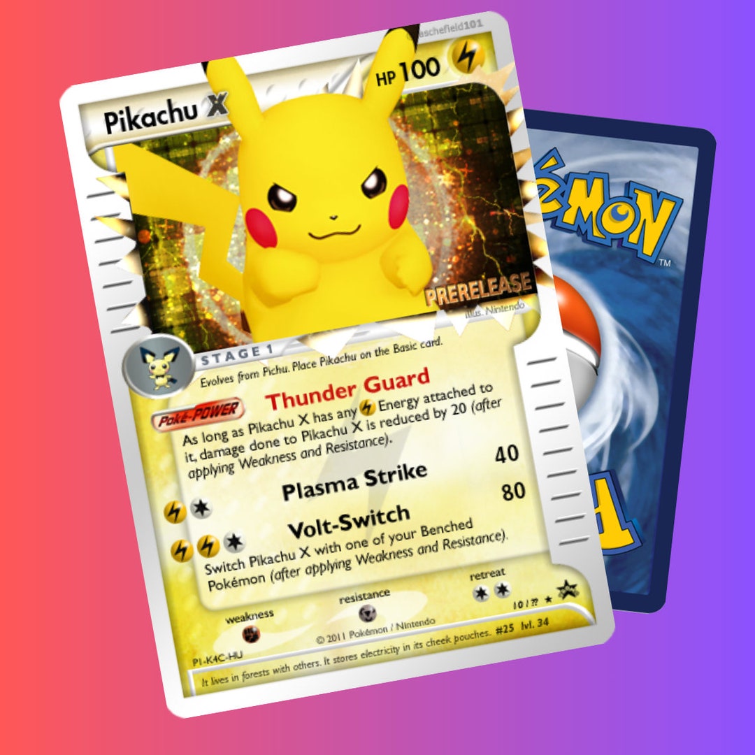 Pikachu X Pokemon Card Hand Made Pokemon Card, Pokemon Gift Etsy