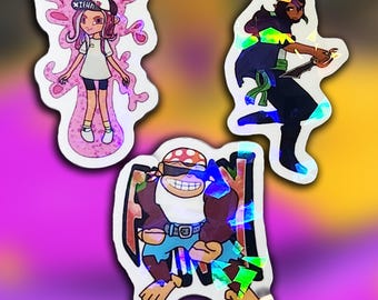3-Pack Mini Stickers! (Nintendo Funky Kong, Octoling, Hero)