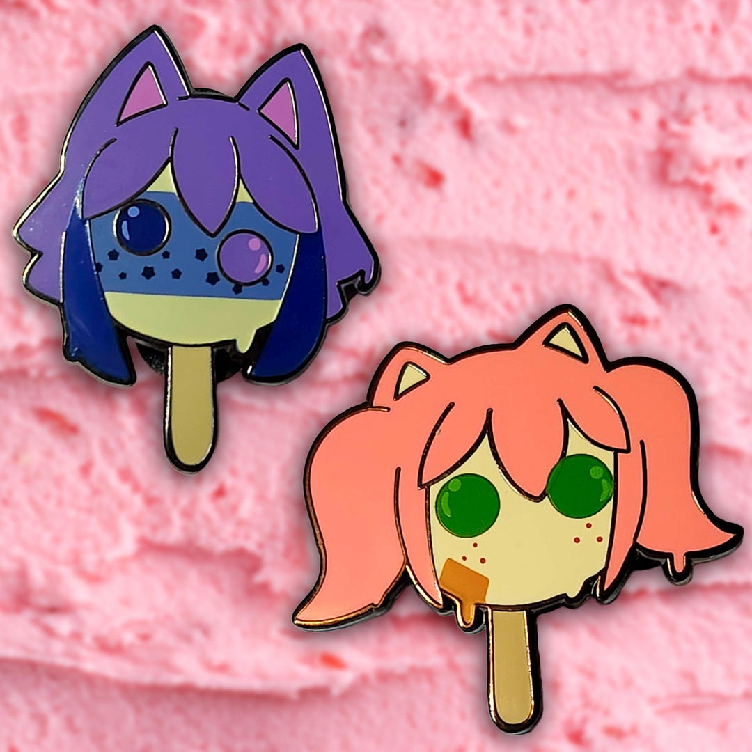 Catgirl X Catboy Kiss Ice Cream Bubble Gum Enamel Pin | Anime Manga ...