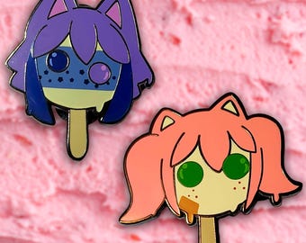 Catgirl x Catboy Kiss Ice Cream Bubble Gum Enamel Pin | anime manga kawaii