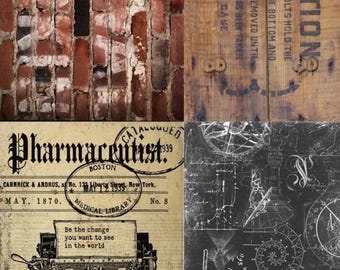 Recycled Decoupage Paper - INDUSTRIAL PROJECT BLOCKS 20" x 30"