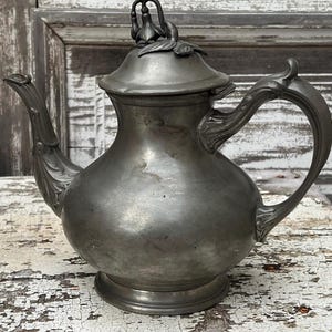 1850s Victorian Era Pewter Sheffield England Tea Pot Best Metal James Dixon & Sons