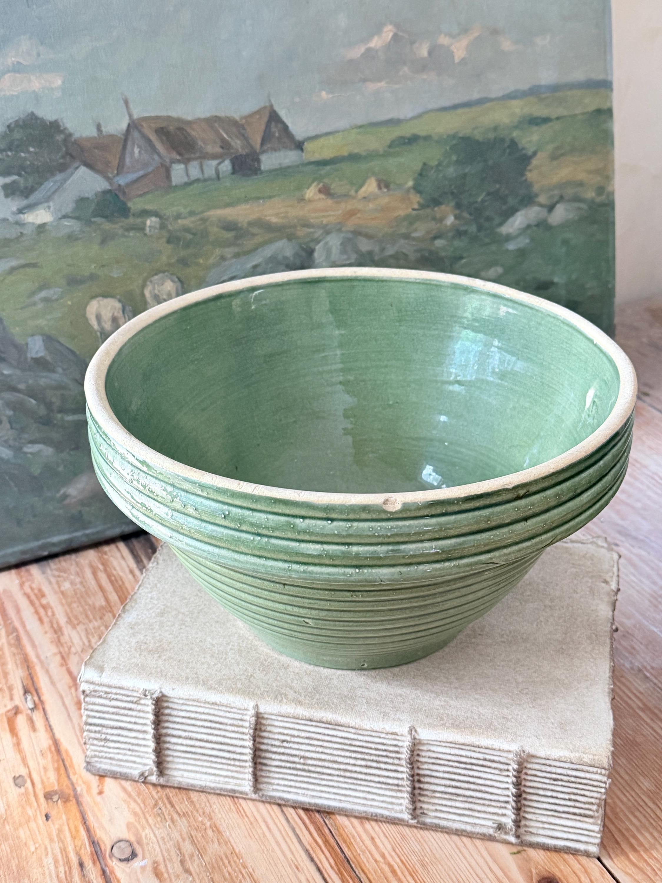 Antique Green Pottery Bowl - Etsy
