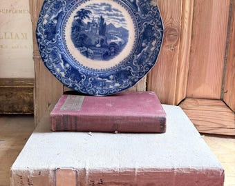 Minton ‘Avon’ Blue Transferware Plate, Romantic English Landscape, Early 20th Century