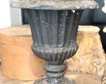 Vintage Classical Black Urn Painted Fiberglass