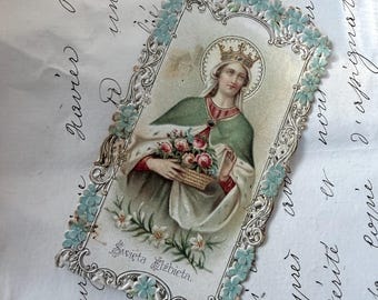 Czech Laced Edge Prayer Card Swieta Elzbieta Mother Mary
