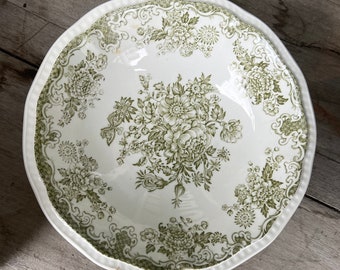 Green Vintage Ironstone Transferware Berry Bowl Kensington England Balmoral