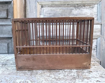 Vintage Wood Bird Cage Coup