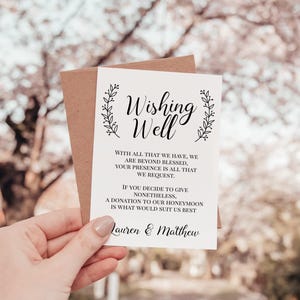 Modern Cursive Wishing Well Card - Editable, Printable Wedding Accessory, INSTANT DOWNLOAD for Bridal Shower Gift, Templett Design: MW1