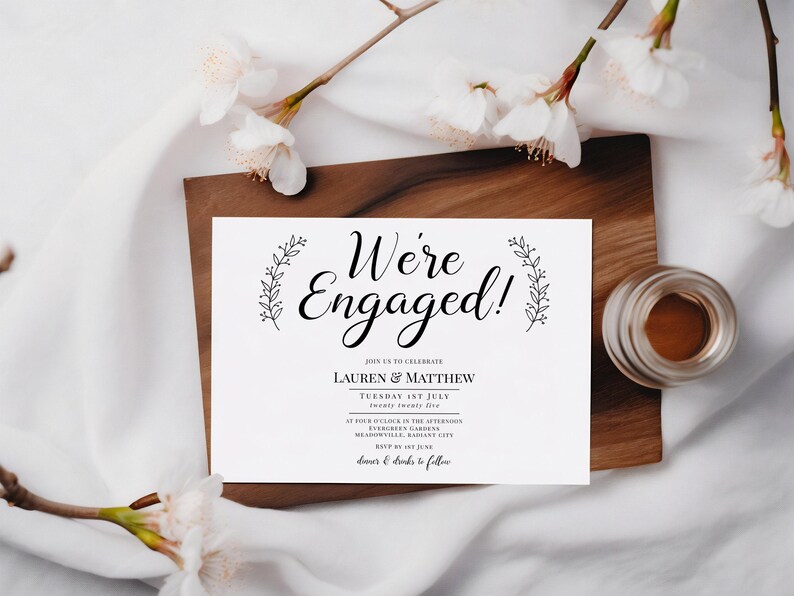 Customizable Engagement Template - Minimalist Invitation With Hand ...