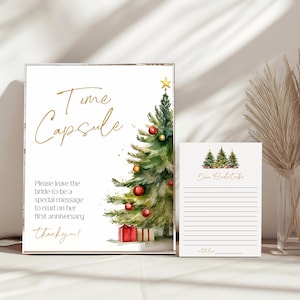 Christmas Bridal Shower Time Capsule Game - Editable Printable Festive Winter Holiday Anniversary Message Activity Party Decor Sign: GCT1