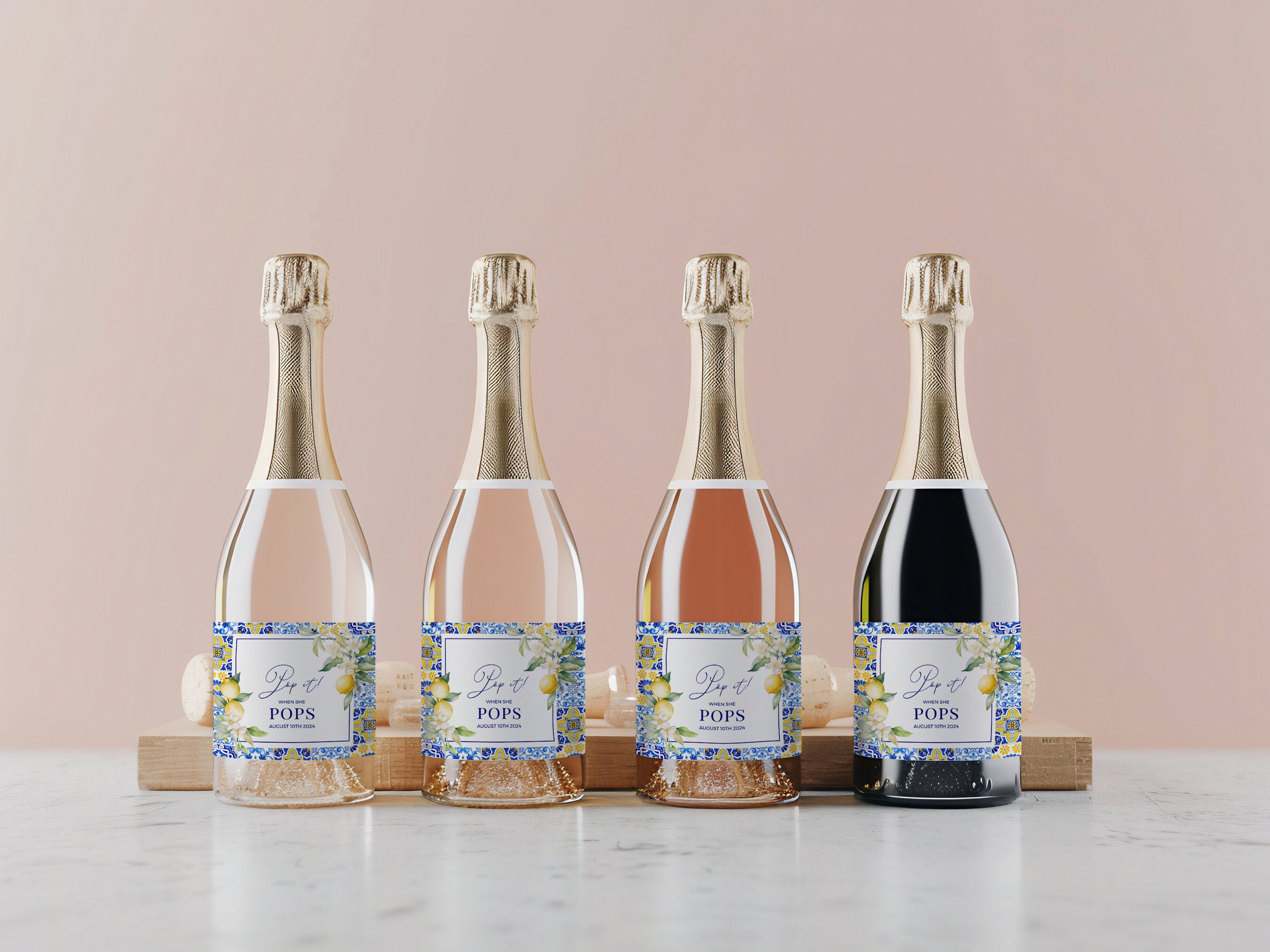 Blue champagne label - Etsy México, image size:2700x2025