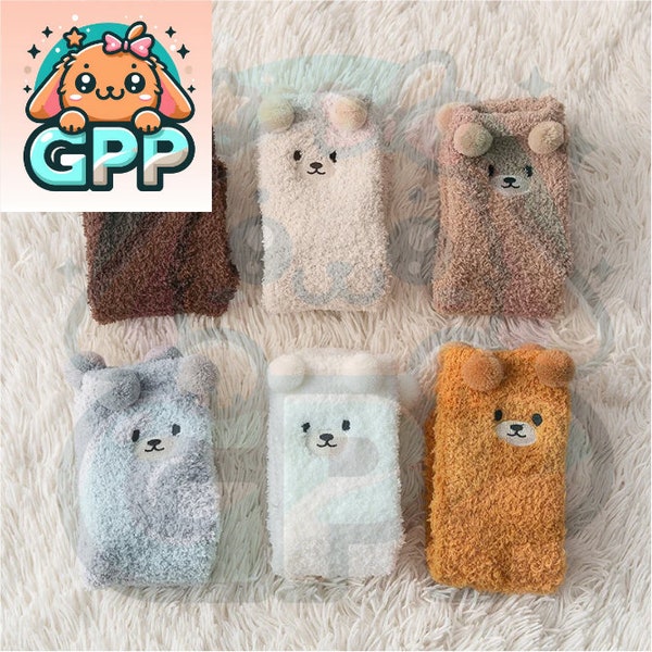 Chaussettes ours confortable Ours en peluche fait main coton