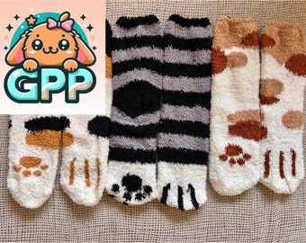 Comfortable feline socks, handmade cotton cat paw