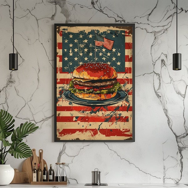 Patriotic Feast: Der Amerikanische Traum-Burger - Wallart Poster