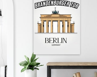 Brandenburg Gate Berlin - Modern City Silhouette - Travel Berlin Germany Poster