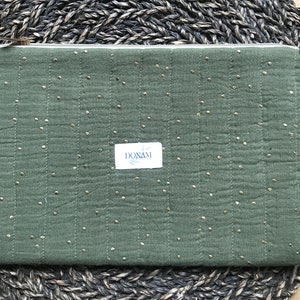 Quilted pouch in double cotton gauze Vert mousse