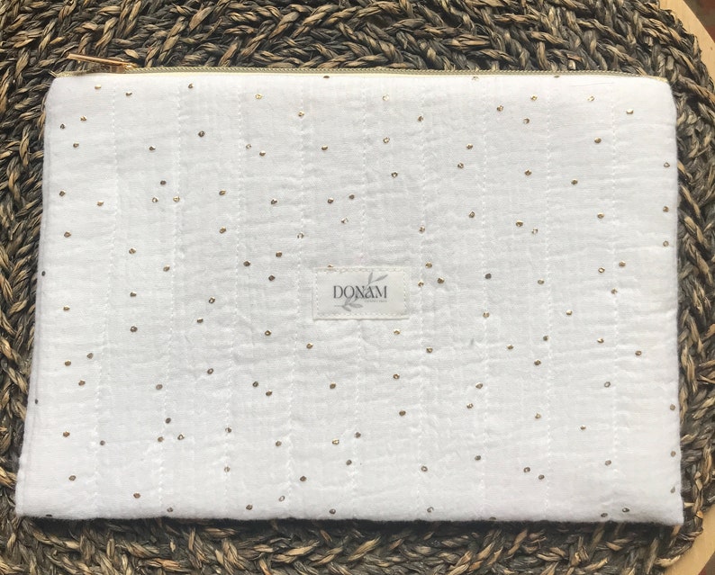 Pochette matelassée en double gaze de coton Blanc