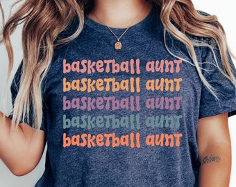 Basketball Aunt Shirt, Personalized Mom Tee, Mama Crewneck T-shirt, Groovy Basketball Aunt T-shirt, Trendy Mama Shirt, Funny Woman Tee