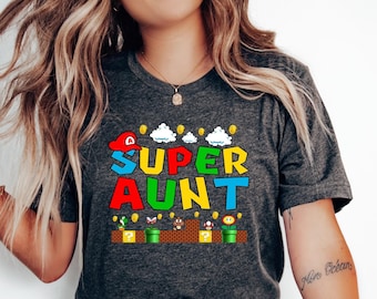 Super Aunt Shirt, Super Mommie T-Shirt, Aunt Tee, Aunt Gift For Christmas, Gamer Aunt Tshirt