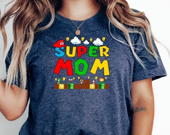 Super Mom Tshirt, Super Mothers Gift, Mario Tshirt, Gift For Mom, Funny Mom Tee, New Mom Shirt,First Mothers Day Gift,Mama Shirt
