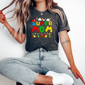 Super Mom Tshirt, Super Mothers Gift, Mario Tshirt, Gift For Mom, Funny Mom Tee, New Mom Shirt,First Mothers Day Gift,Mama Shirt image 3