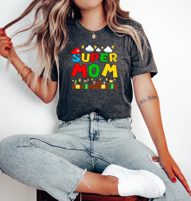 Super Mom Tshirt, Super Mothers Gift, Mario Tshirt, Gift For Mom, Funny Mom Tee, New Mom Shirt,First Mothers Day Gift,Mama Shirt image 3