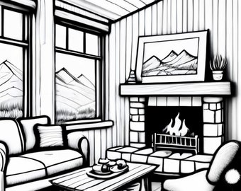 Mysig stuga - Digital målarbokbild