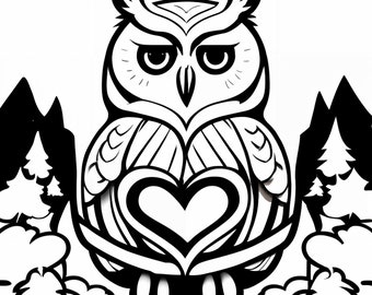 Hornugla - Digital målarbokbild