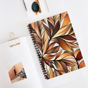 Fall Leaves Spiral Journal - Autumn Colors Ruled Line Notebook, Red & Orange Palette, Fall Foliage Diary, Seasonal Stationery, Leaf Pattern
