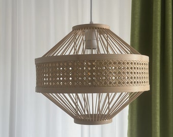 Paralume in bambù naturale fatto a mano, lampada a sospensione in rattan giapponese per sala da pranzo, lampada a sospensione a soffitto intrecciata in rattan di bambù