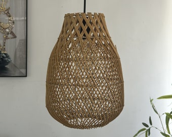 Suspension Vintage Rotin,Abat-jour Boheme Rotin,22cm*30cm