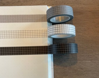 washi tape, papeterie, grille de journal, essentiels du planificateur, ruban de papier, ruban adhésif, bullet journal, scrapbook, journal, planificateur, journal indésirable