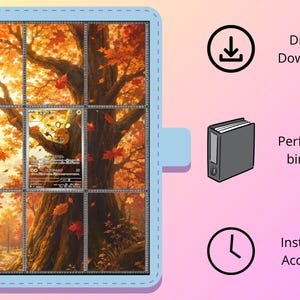 Autumn Forest Binder Art | 9 Pocket Binder Insert | Printable Trading Card Background | Instant Digital Download