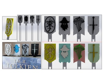 Tolkien Inspired Bookmarks - Narsil, Lorien Leaf, Gandalf (STL Files)