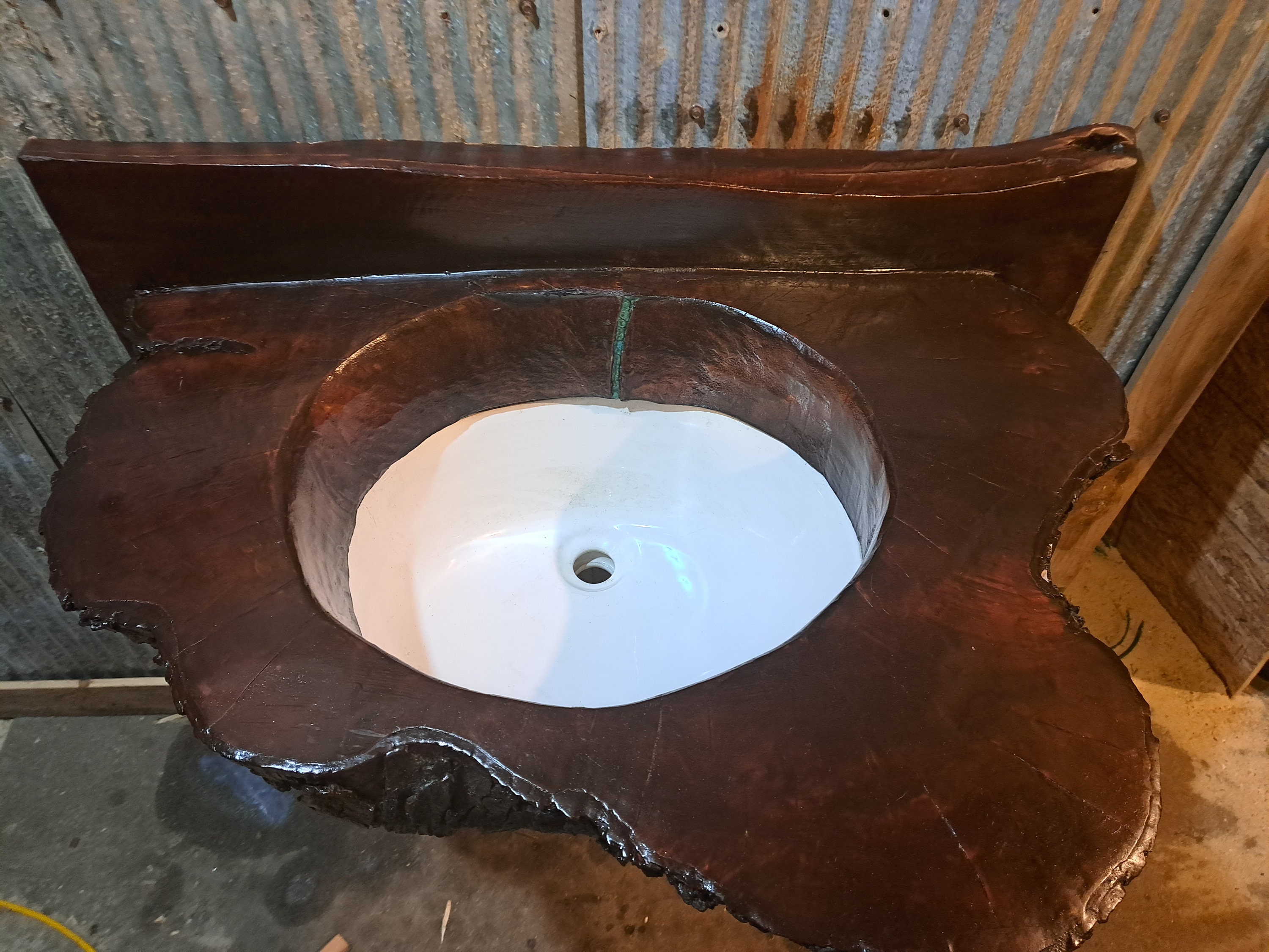 Rustic Slab Vanity & Live Edge Frame Mirror - Etsy