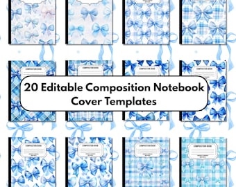 Blaue Schleife Coquette Notebook Covers: 20 Canva Templates (Digital Journal)