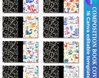Baby Drachen Notebook Cover Vorlagen: Bearbeitbare Canva Designs (Digitaler Download)