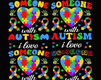 Autismus Bewusstsein PNG Bundle, ich liebe jemanden mit Autismus Shirt Design, Autismus Puzzle Herz PNG, Autismus Squad Support Design, Autismus Clipart