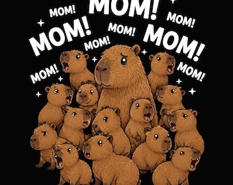 Capybara Mama PNG, lustiges Muttertag Capybara Shirt Design, süße Mama Capybara Digital Download, Capybara Liebhaber Geschenk, Sublimation PNG