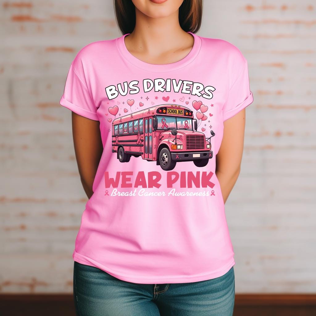 Breast Cancer Awareness Bus Drivers PNG , We Wear Pink Bus Drivers, Bus ...