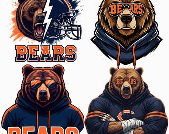 Chicago Football Bear PNG, Bears Football png, Bears Lover png, Football State Team Mascot Stylish Design, Grizzly Mascot Splatter Design