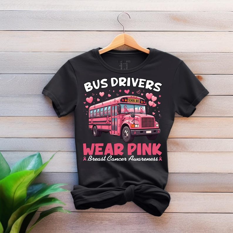 Breast Cancer Awareness Bus Drivers PNG , We Wear Pink Bus Drivers, Bus ...